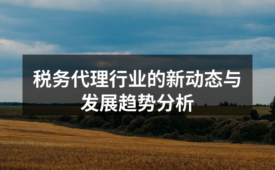 税务代理行业的新动态与发展趋势分析
